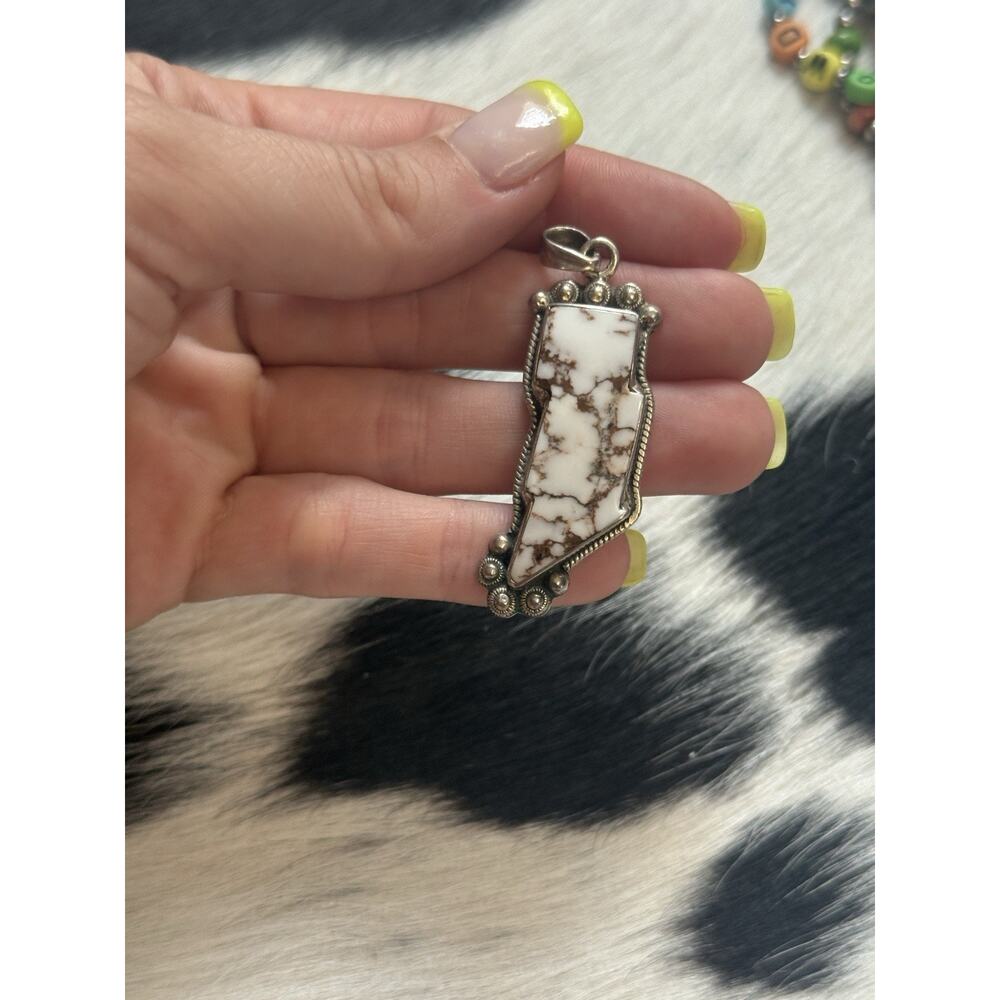 Native American Sterling Silver SW Wild Horse Lightning Bolt Pendant 925